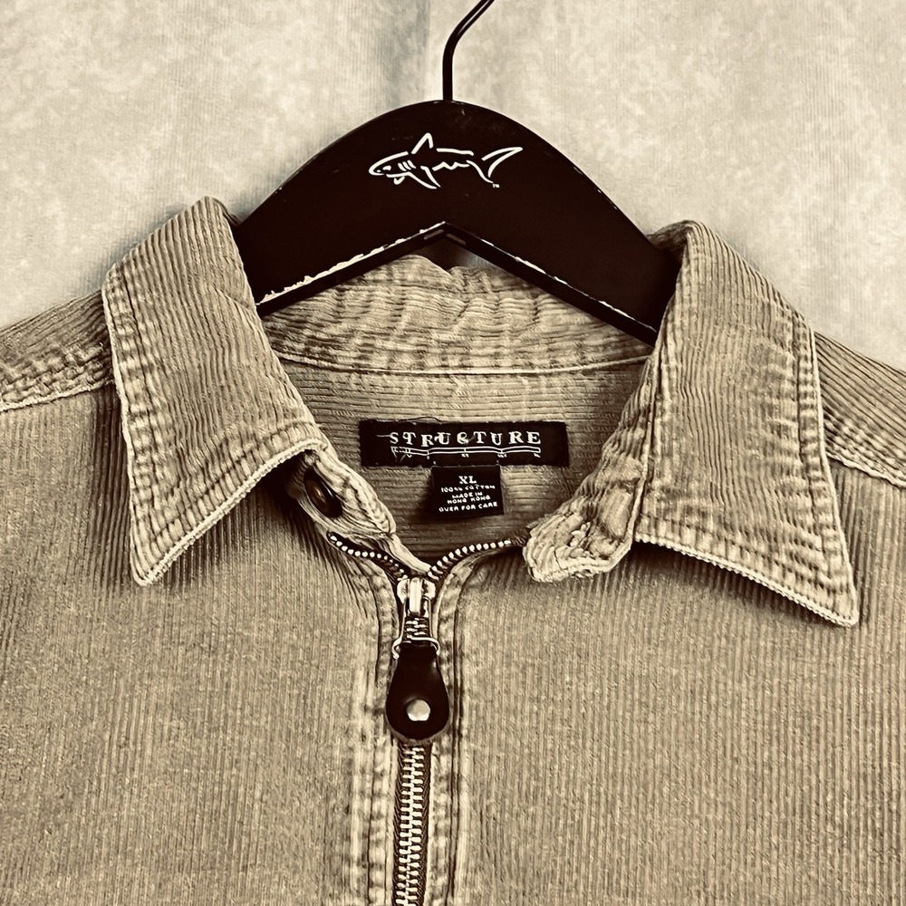 Structure Men's Corduroy Gray Quarter Zip Pull Over